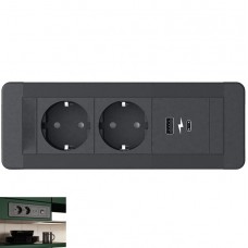 Χωνευτό Πολύπριζο Επίπλου 2 Σούκο με USB & USB type C 9105D